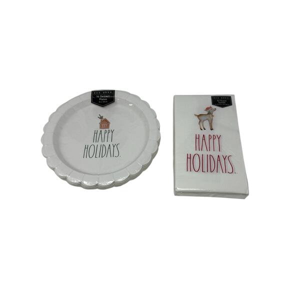 Rae Dunn Happy Holidays Party Tableware Christmas Holiday Plates And Napkins - Picture 2 of 8